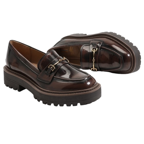 Sam Edelman Shoes - SAM EDELMAN Laurs Lug Sole Loafer Chestnut Shiny Size 10 NWOT